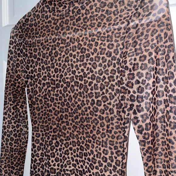 Pretty Little Things Leopard Print Mesh Long Dress - Picture 4 of 5